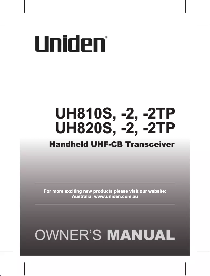 Página 1 del manual Manual de usuario Uniden UH810S-2