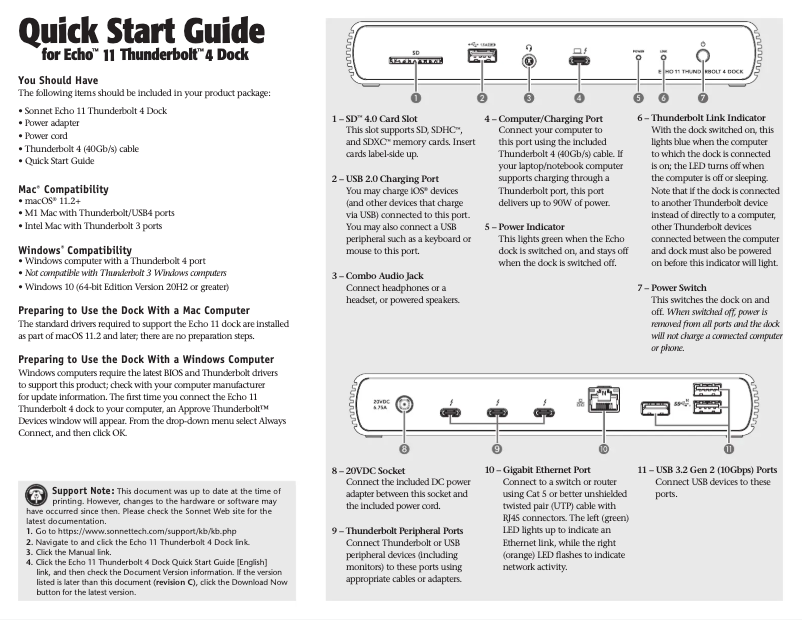 Imagen de la primera página del manual del dispositivo Echo 11 Thunderbolt 4 Dock