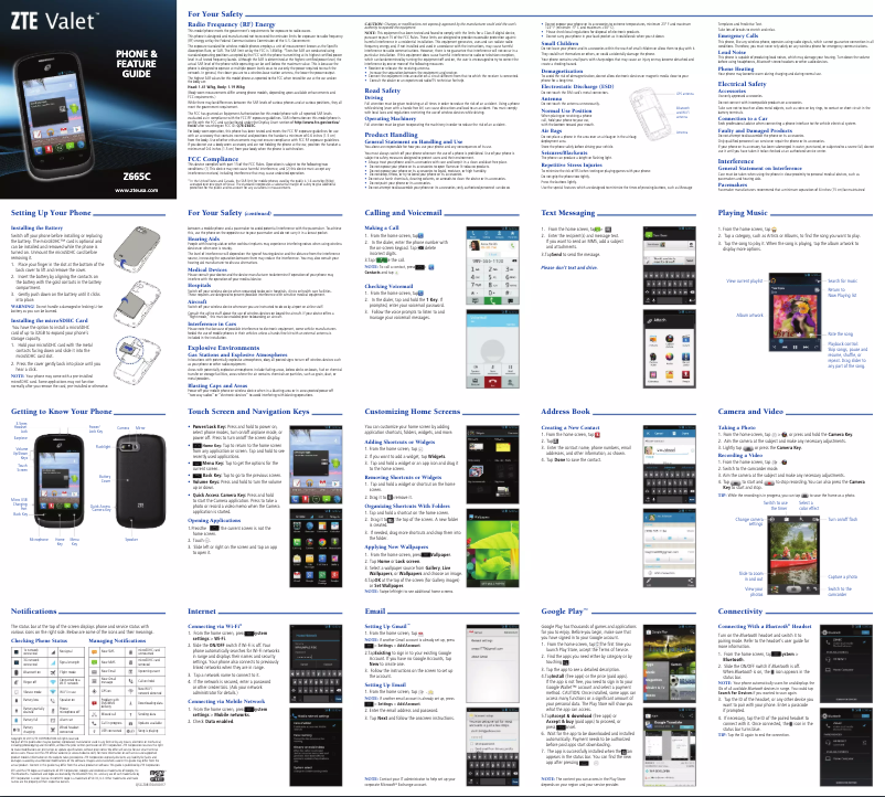 Página nº 1 - Manual de usuario ZTE Valet