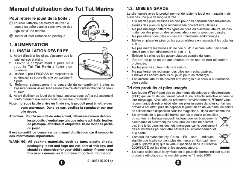 Imagen de la primera página del manual del dispositivo Oliver le petit remorqueur