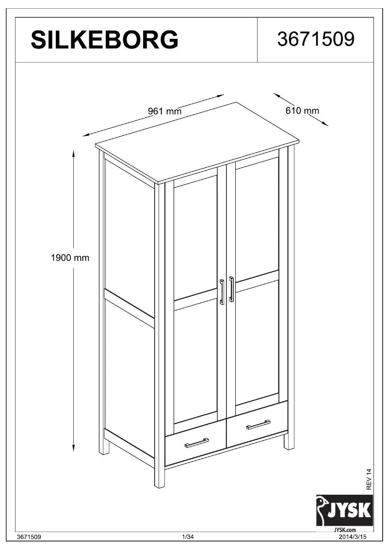 Imagen de la primera página del manual del dispositivo Silkeborg (97x190x61)
