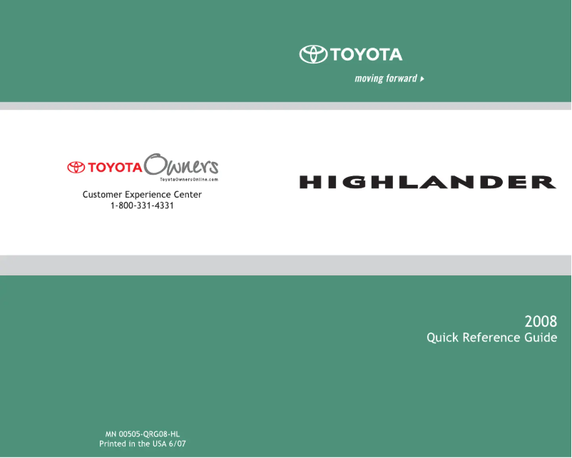 Página 1 del manual Manual de usuario Toyota Highlander (2008)