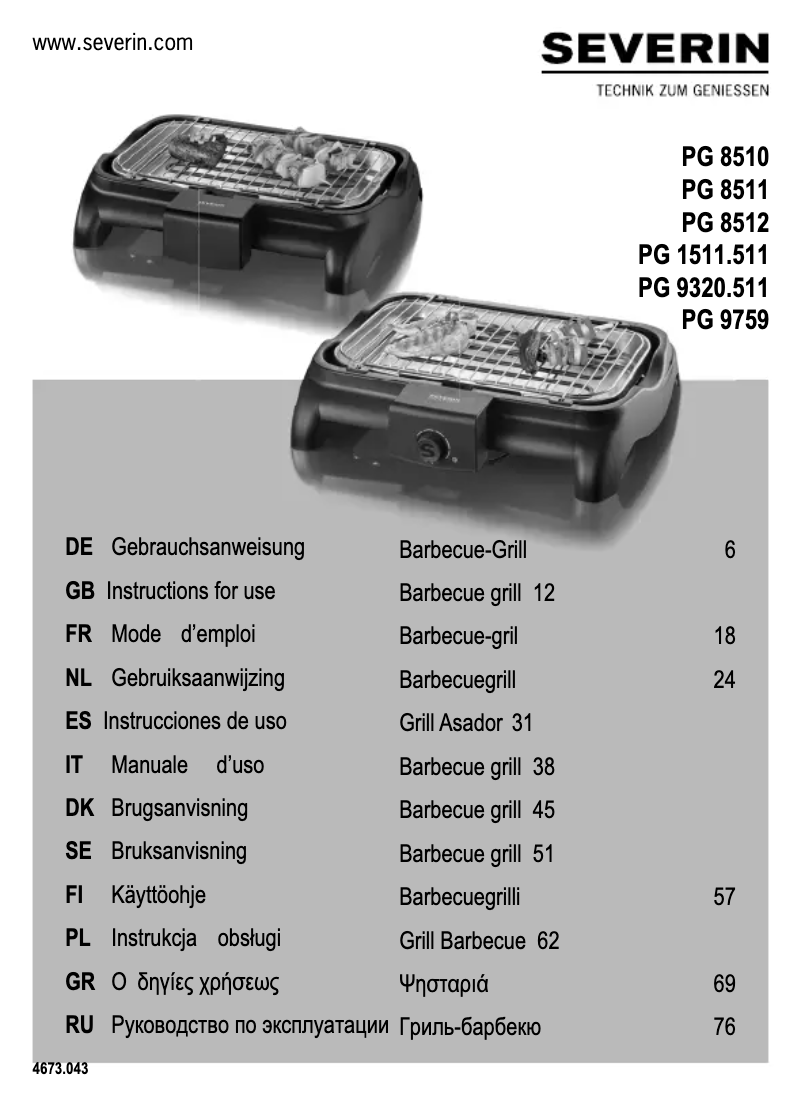 Página 1 del manual Manual de usuario Severin PG 9759