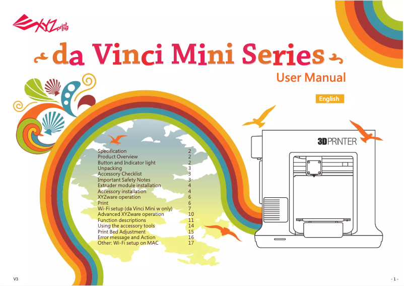 Página 1 del manual Manual de usuario XYZprinting da Vinci miniMaker