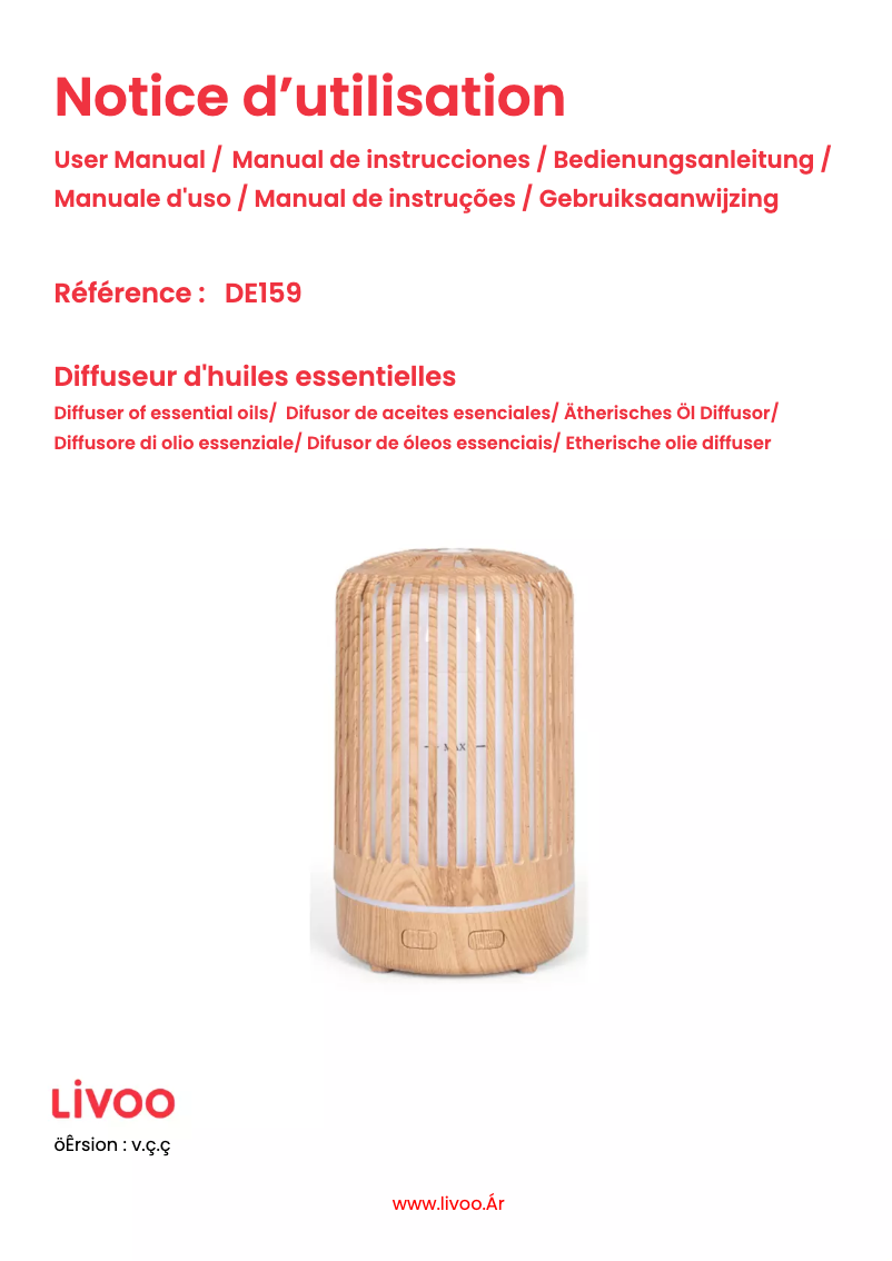 Imagen de la primera página del manual del dispositivo DE159