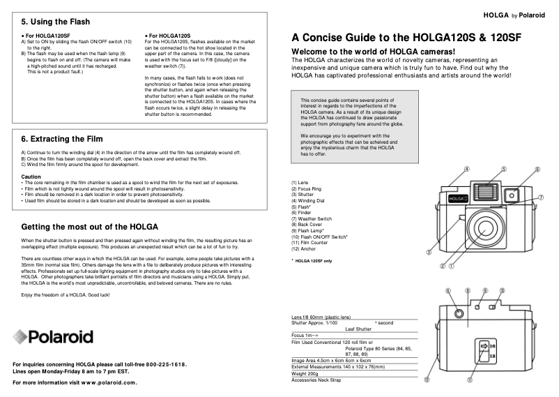 Página nº 1 - Manual de usuario Polaroid Holga 120 S