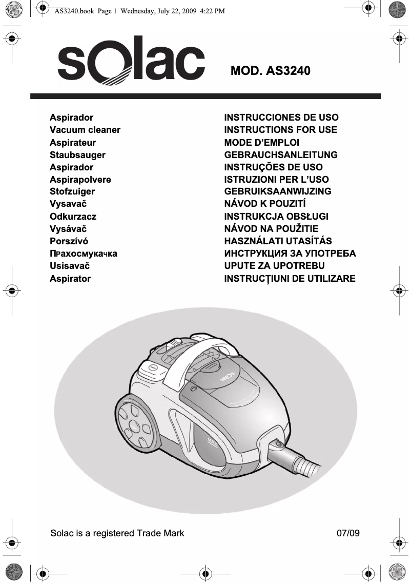 Página 1 del manual Manual de usuario Solac Apollo Cyclonic AS3240