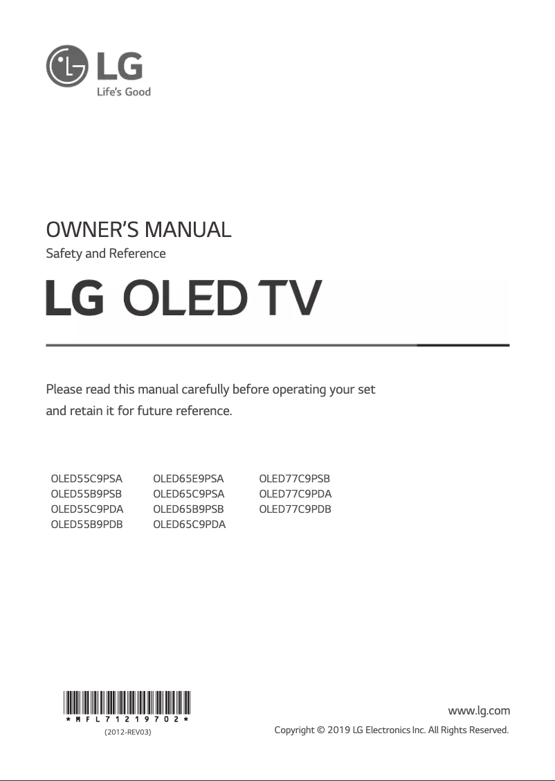 Imagen de la primera página del manual del dispositivo OLED77C9PDB