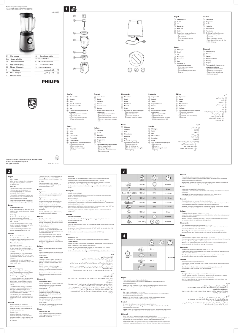 Imagen de la primera página del manual del dispositivo Avance Collection HR2195