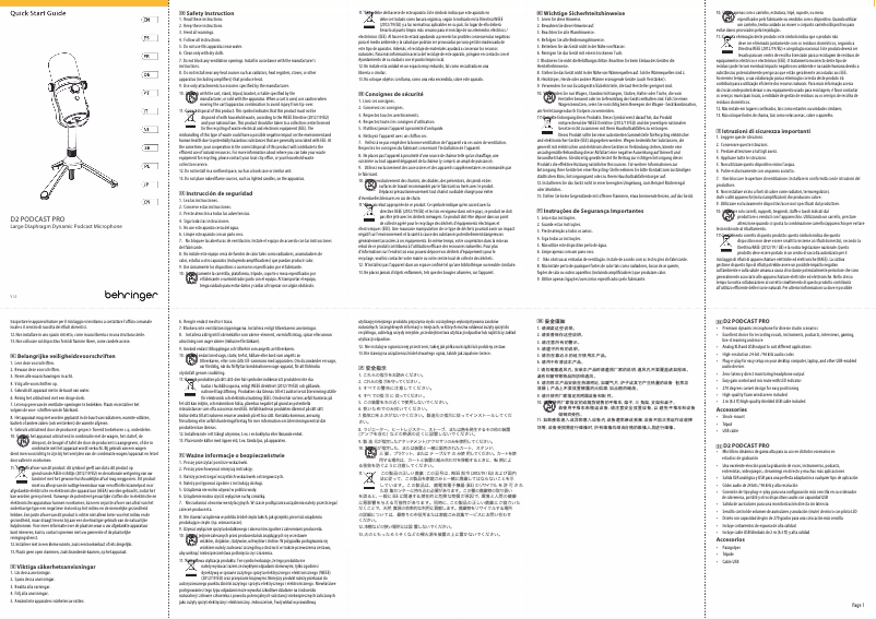 Página 1 del manual Manual de usuario Behringer D2 Podcast Pro