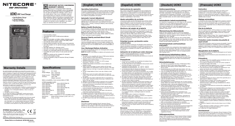 Página nº 1 - Manual de usuario Nitecore UCN3