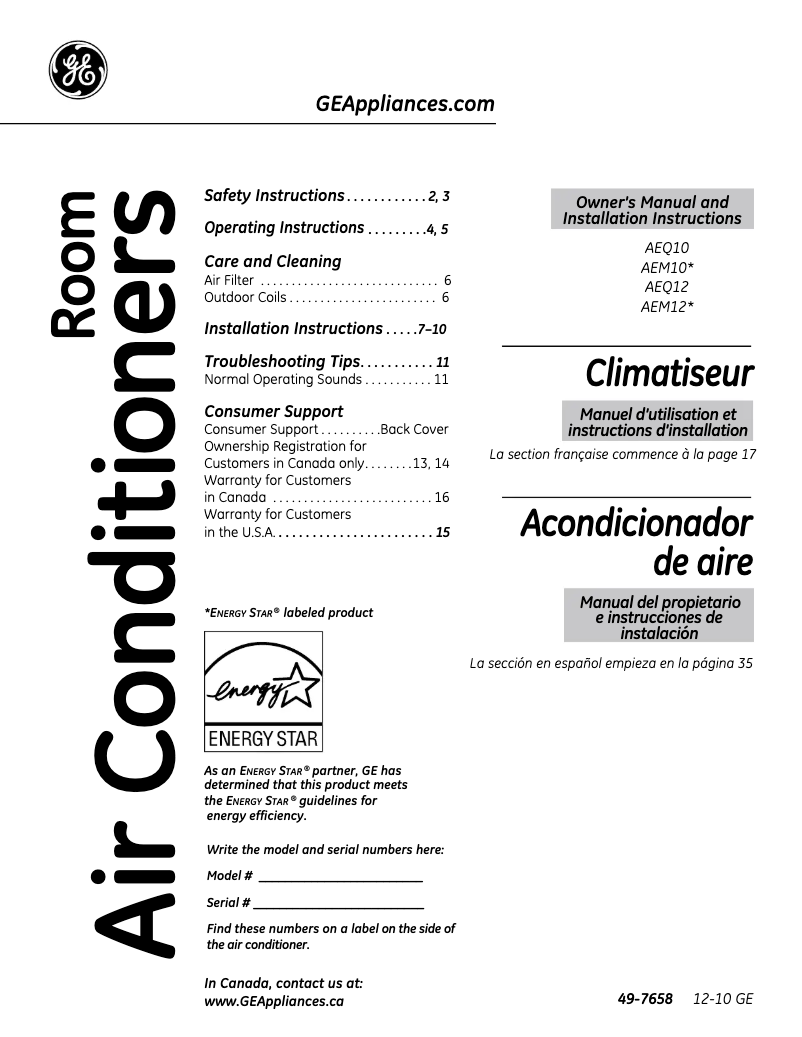Imagen de la primera página del manual del dispositivo AEQ10AP