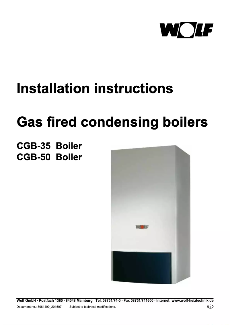 Página 1 del manual Manual de usuario Wolf CGB-50