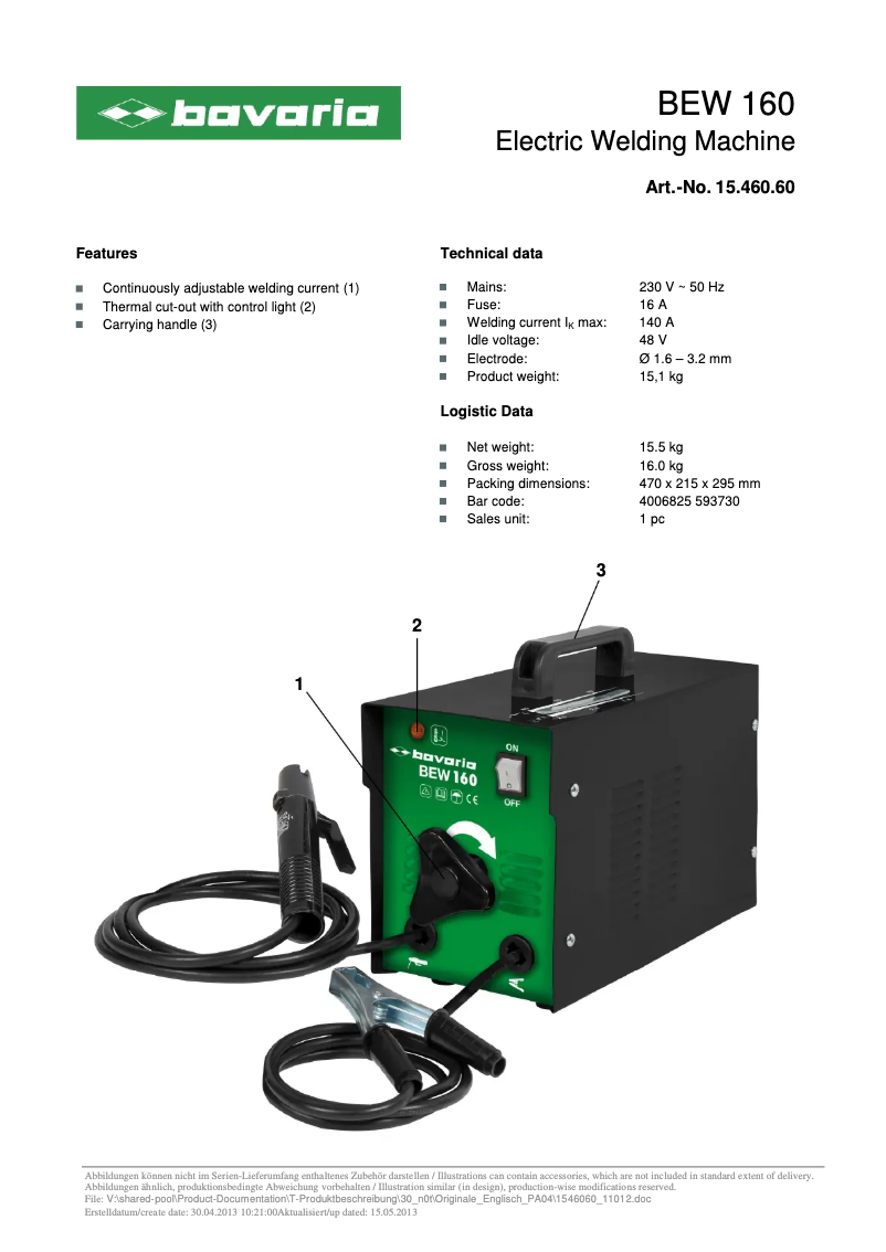 Imagen de la primera página del manual del dispositivo BEW 160