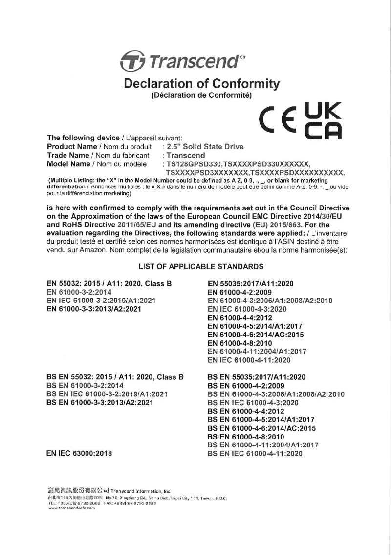 Página nº 1 - Manual de usuario Transcend PSD330