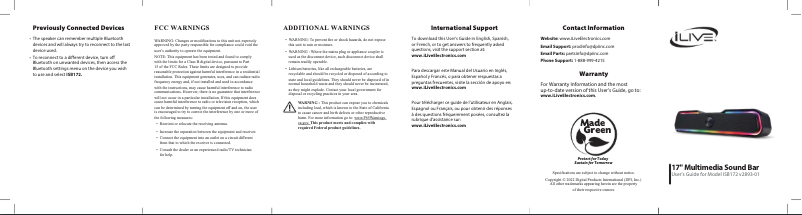 Página nº 1 - Manual de usuario iLive ISB172