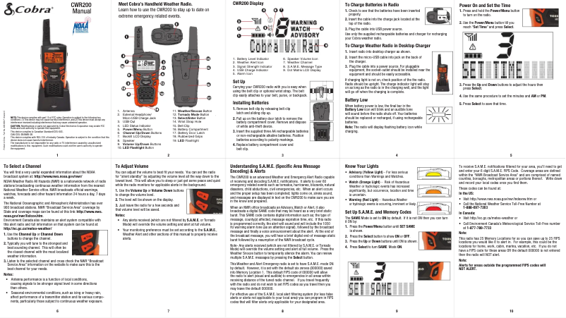 Imagen de la primera página del manual del dispositivo CWR200