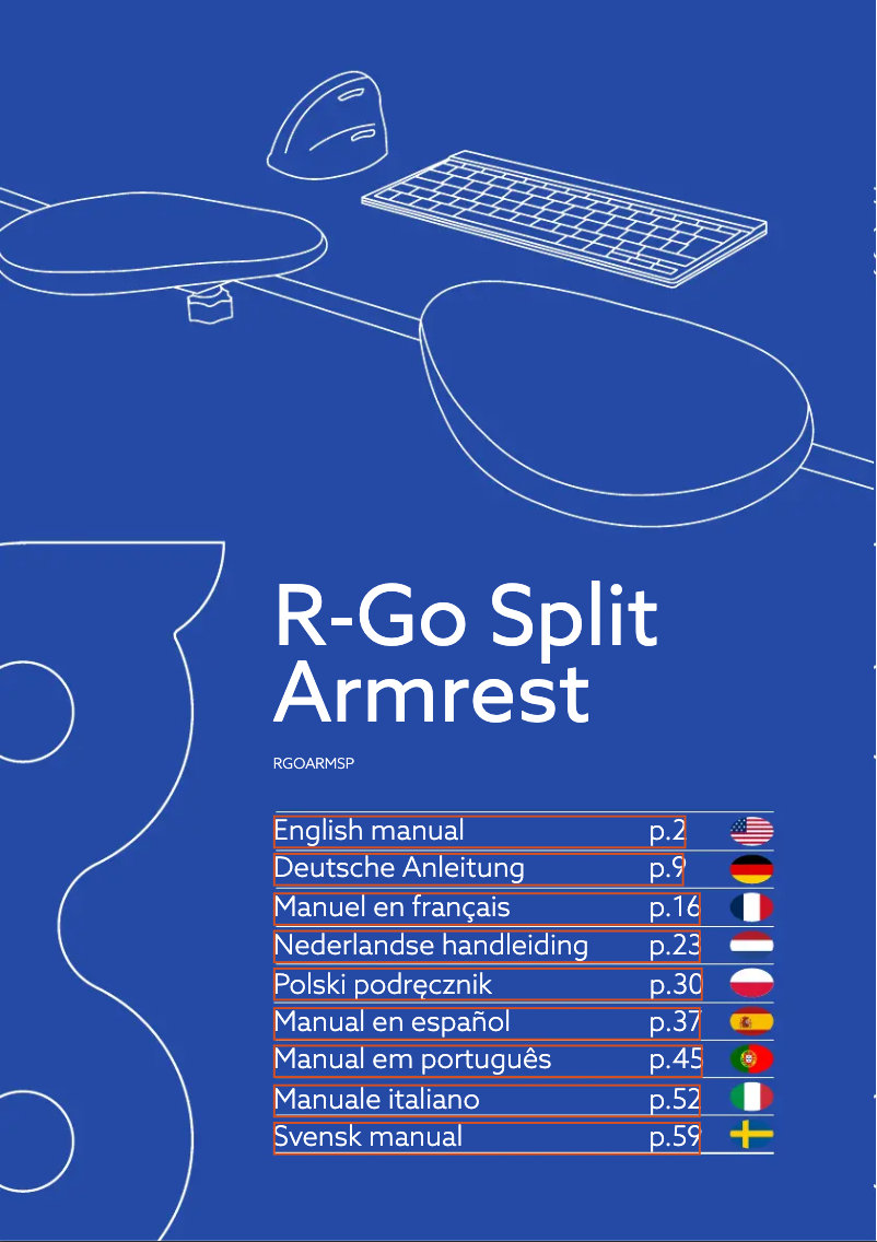 Página 1 del manual Manual de usuario R-Go Tools Split Armrest