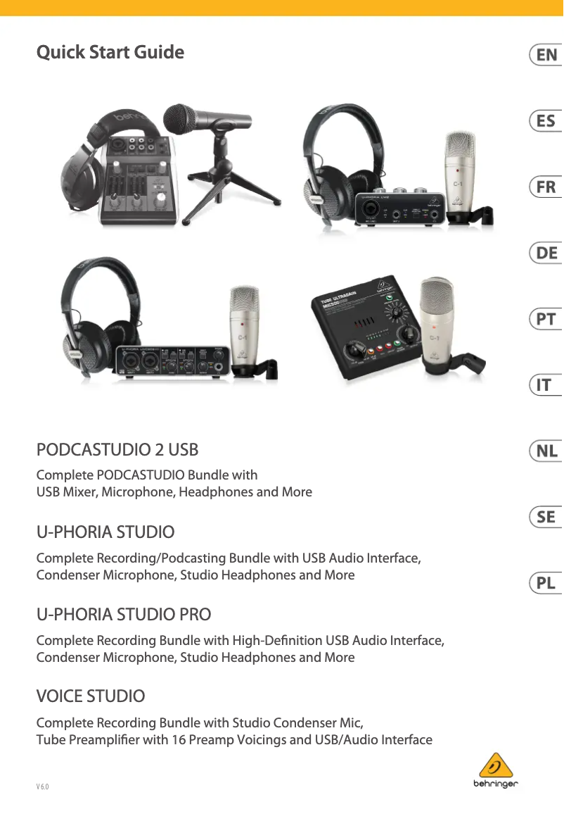 Imagen de la primera página del manual del dispositivo Voice Studio