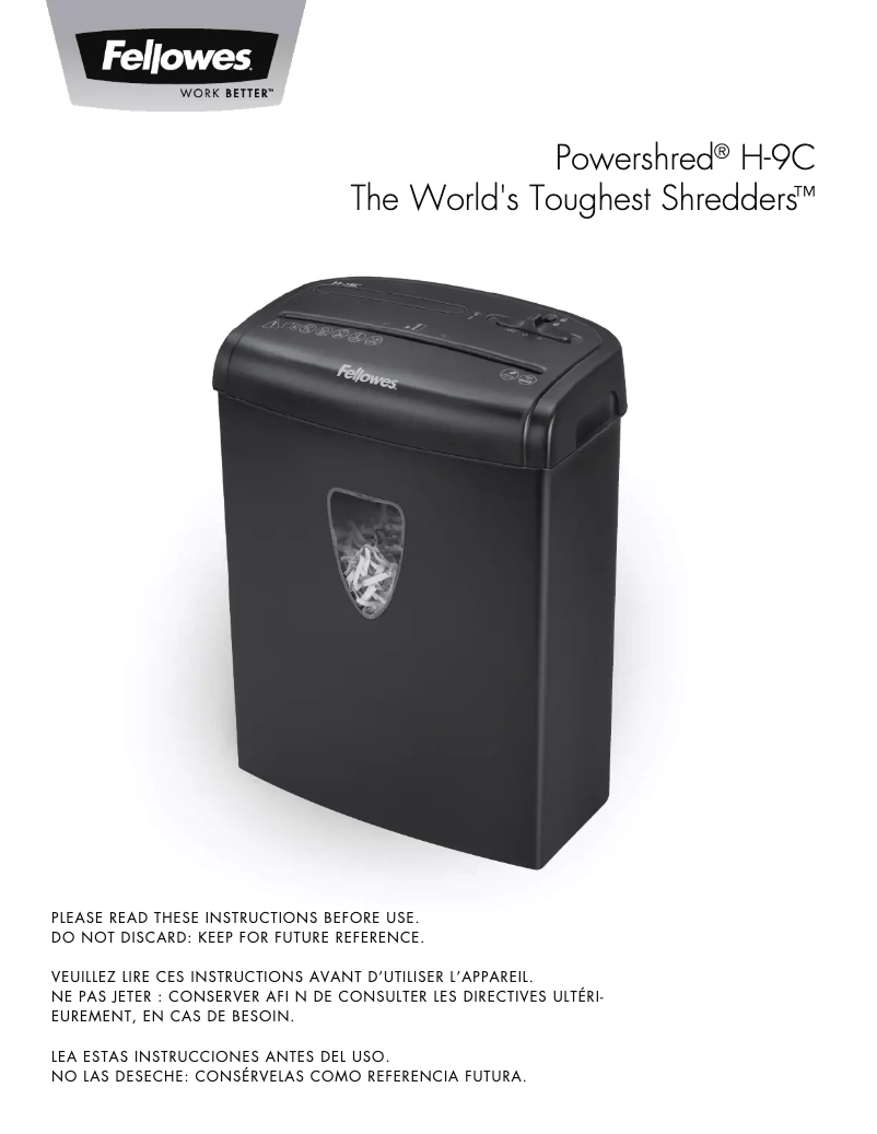 Página 1 del manual Manual de usuario Fellowes Powershred H-9C