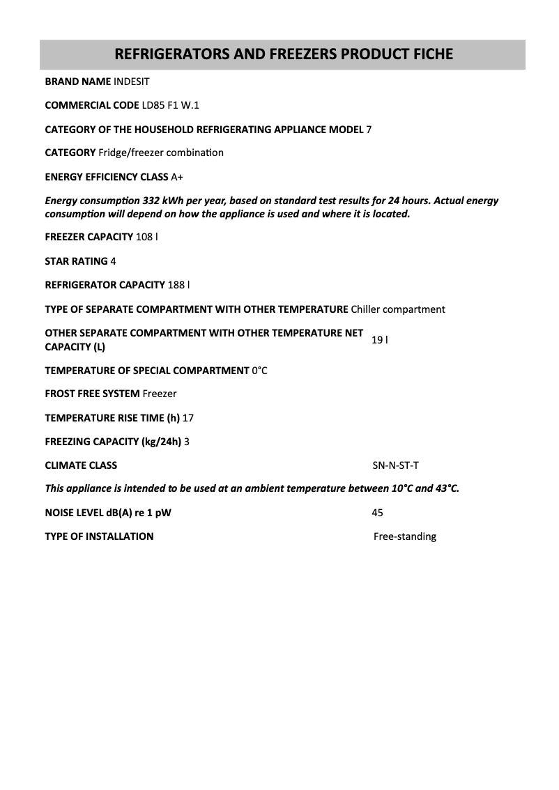 Imagen de la primera página del manual del dispositivo LD85 F1 W.1