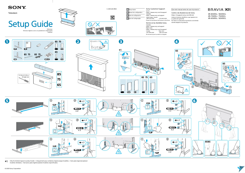 Página nº 1 - Guía de instalación Sony XR-65X93L