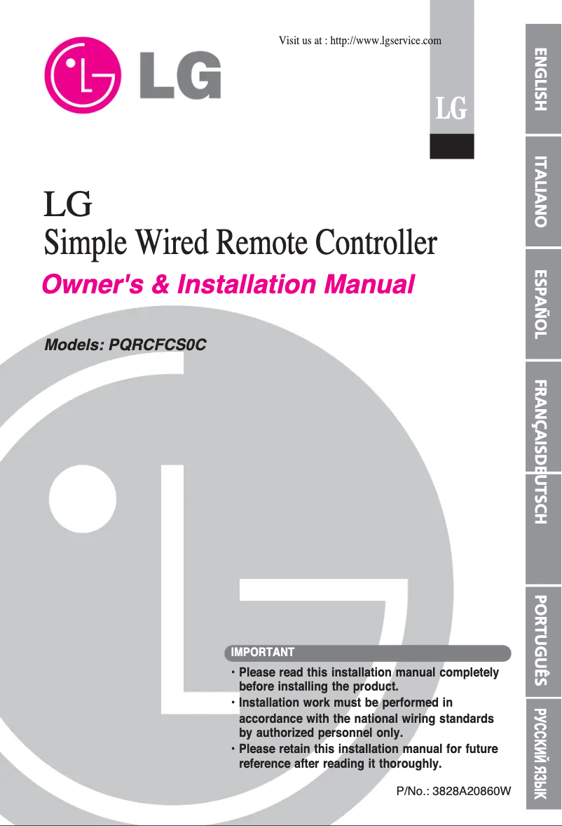 Página 1 del manual Manual de usuario LG PQRCFCS0C