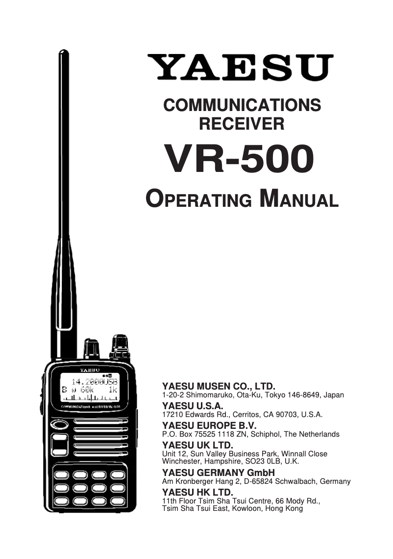 Página nº 1 - Manual de usuario Yaesu VR-500