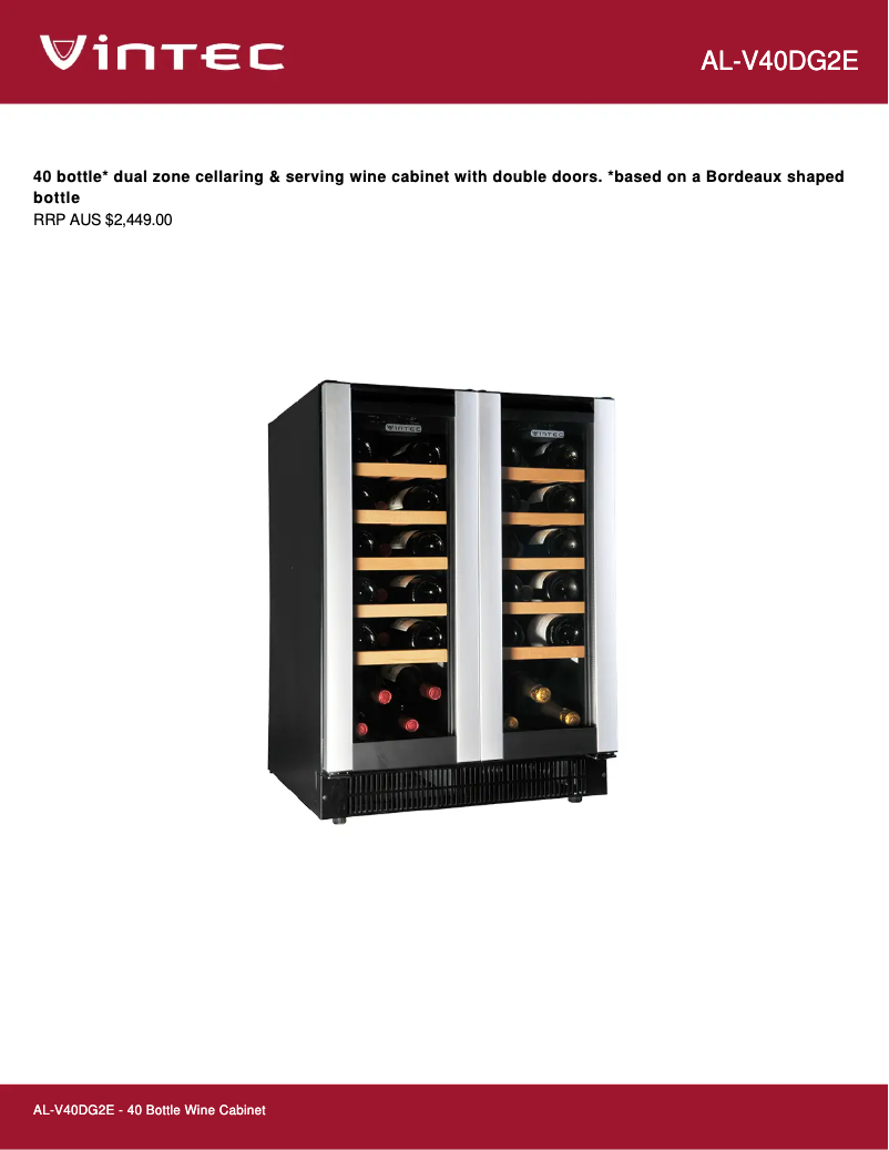 Página 1 del manual Ficha técnica Vintec AL-V40DG2E