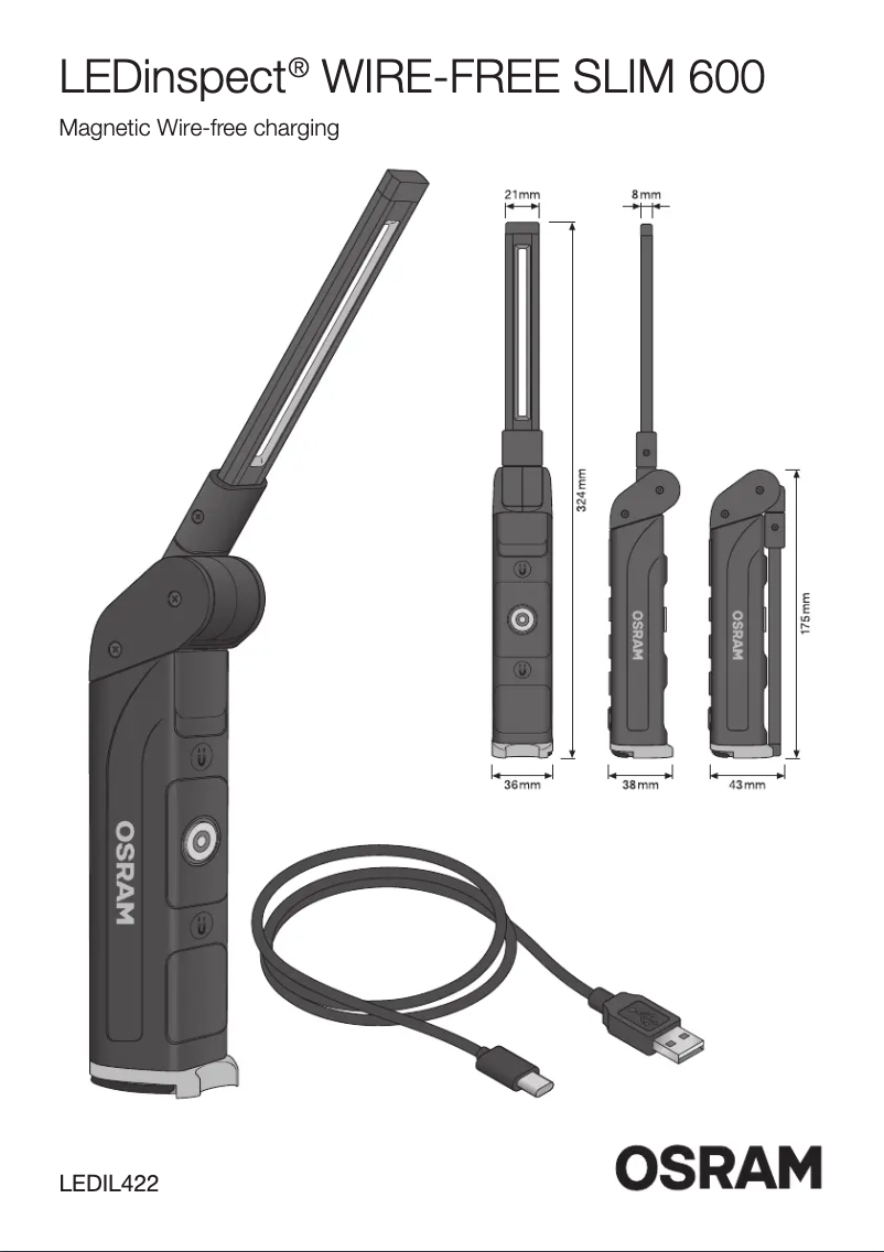 Página 1 del manual Instrucciones / montaje Osram LEDinspect WIRE-FREE SLIM 600