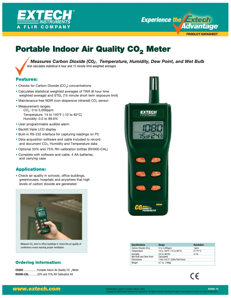 Imagen de la primera página del manual del dispositivo CO250