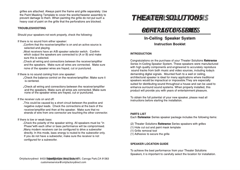 Página nº 1 - Manual de usuario Theater Solutions CS5C