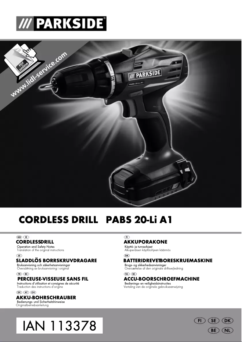 Imagen de la primera página del manual del dispositivo PABS 20-Li A1