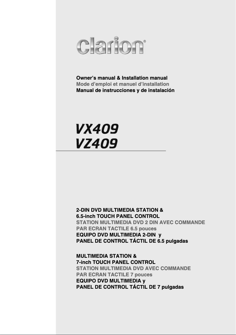 Imagen de la primera página del manual del dispositivo VX409