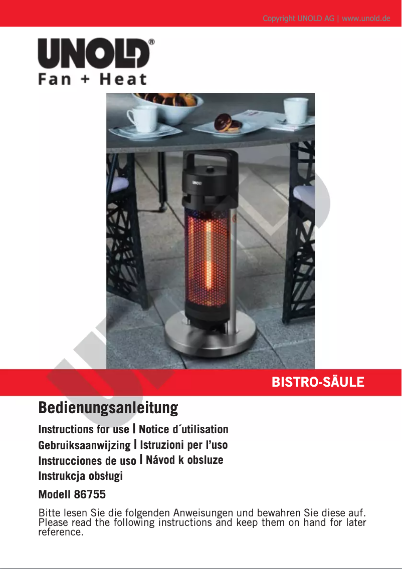 Imagen de la primera página del manual del dispositivo Bistro 86755