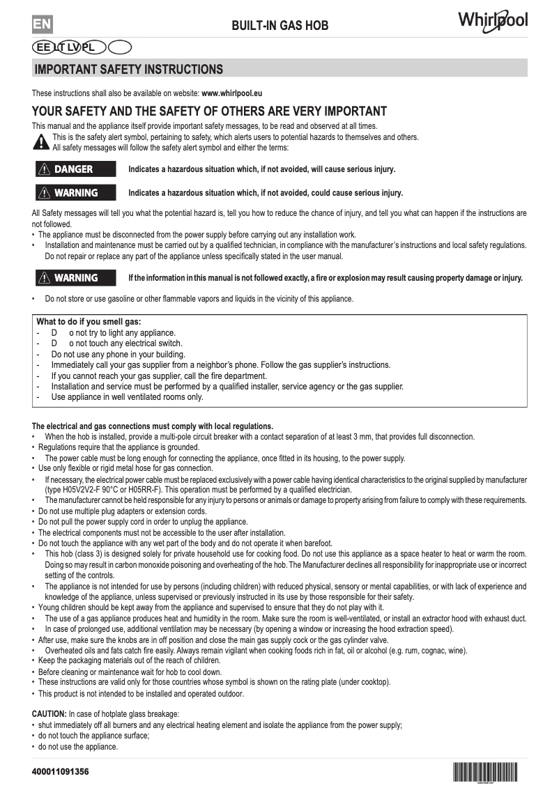 Página 1 del manual Manual de usuario Whirlpool AKT 6465/S