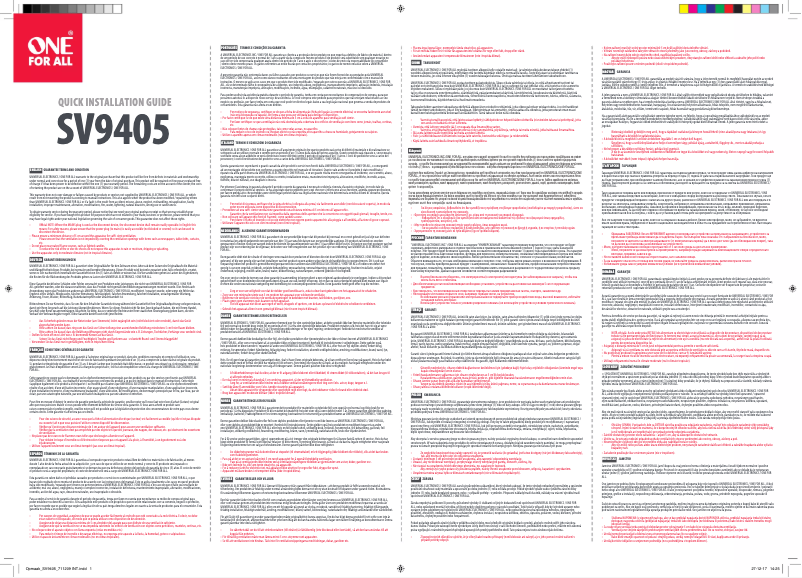 Página nº 1 - Manual de usuario One for all SV 9405