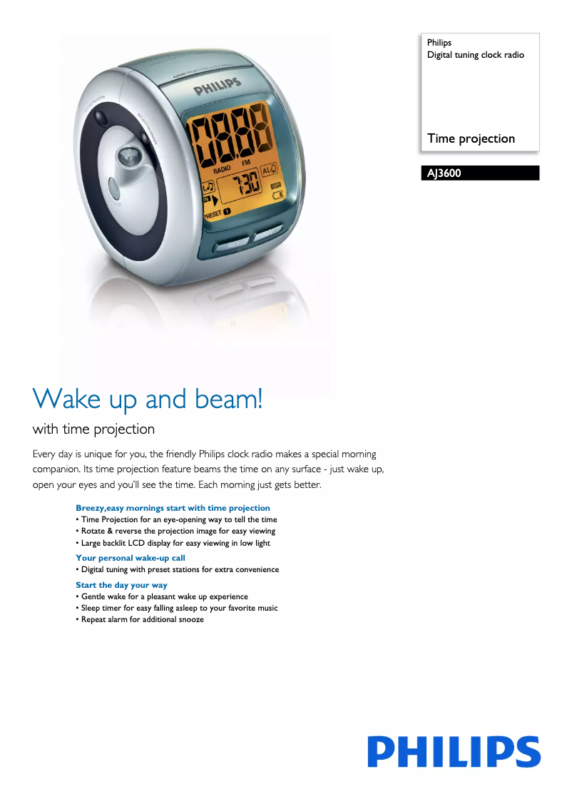 Página 1 del manual Ficha técnica Philips AJ3600