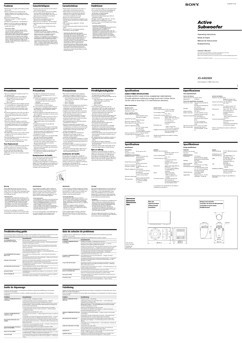 Imagen de la primera página del manual del dispositivo XS-AW200X