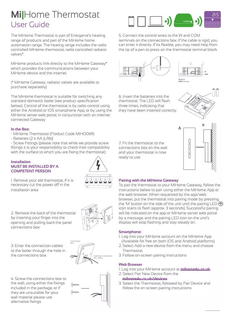 Imagen de la primera página del manual del dispositivo MIHO099