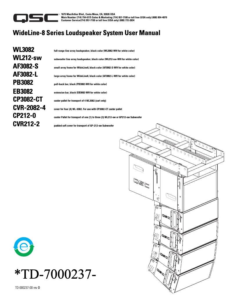 Página 1 del manual Manual de usuario QSC Wideline 8 WL212-sw