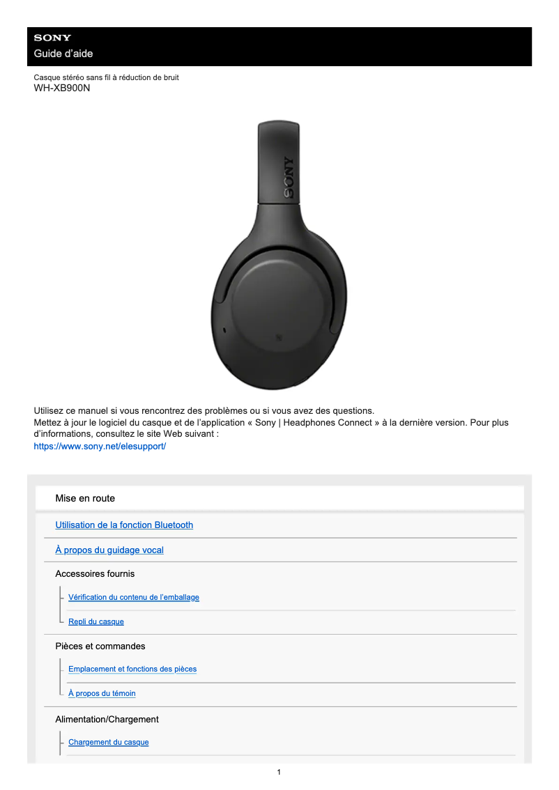 Imagen de la primera página del manual del dispositivo WH-XB900N