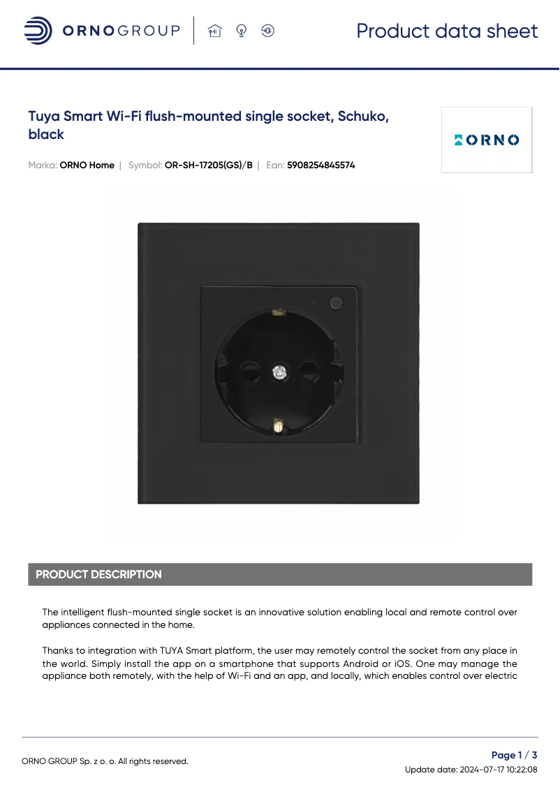 Imagen de la primera página del manual del dispositivo OR-SH-17205