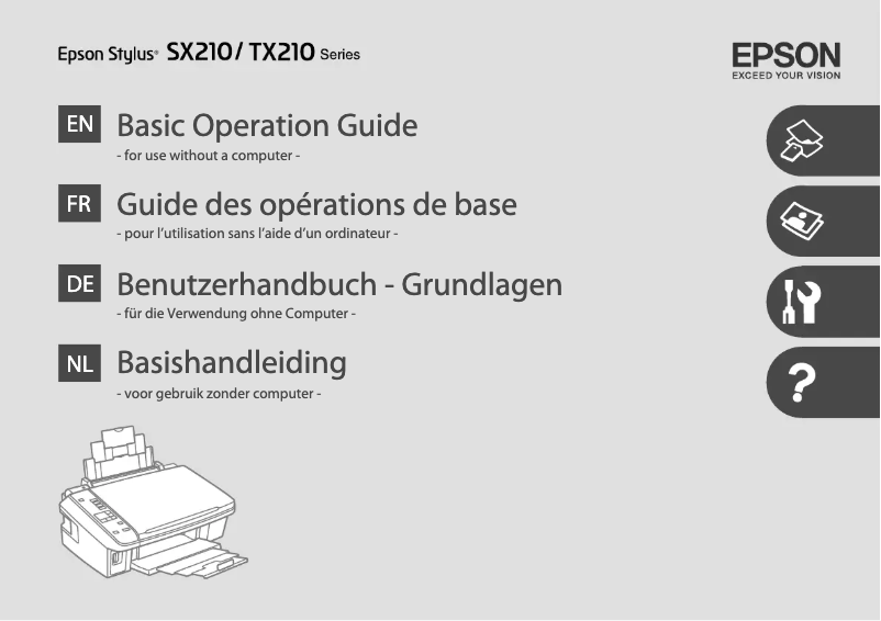 Imagen de la primera página del manual del dispositivo Stylus SX210
