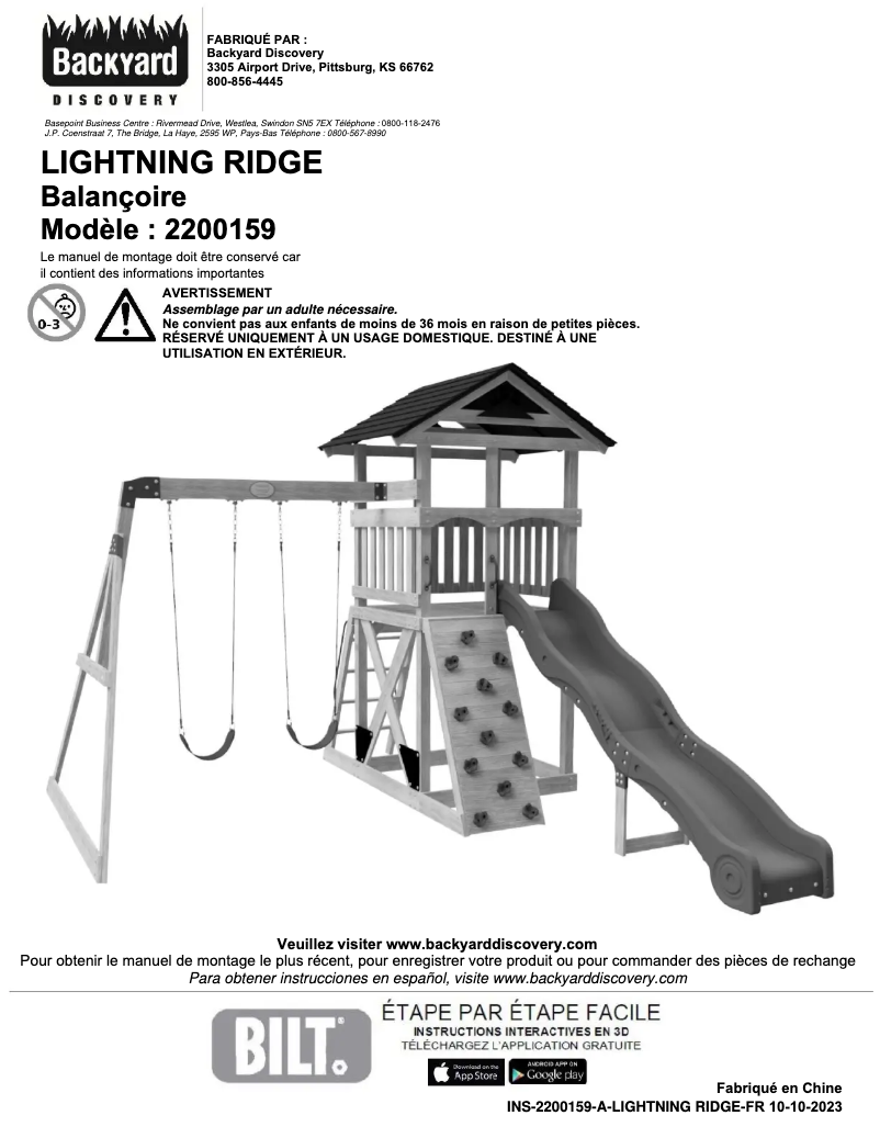 Página 1 del manual Manual de usuario Backyard Discovery Lightning Ridge