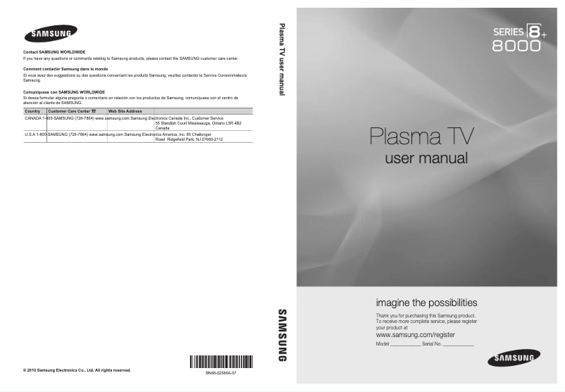Imagen de la primera página del manual del dispositivo PN63C8000YF