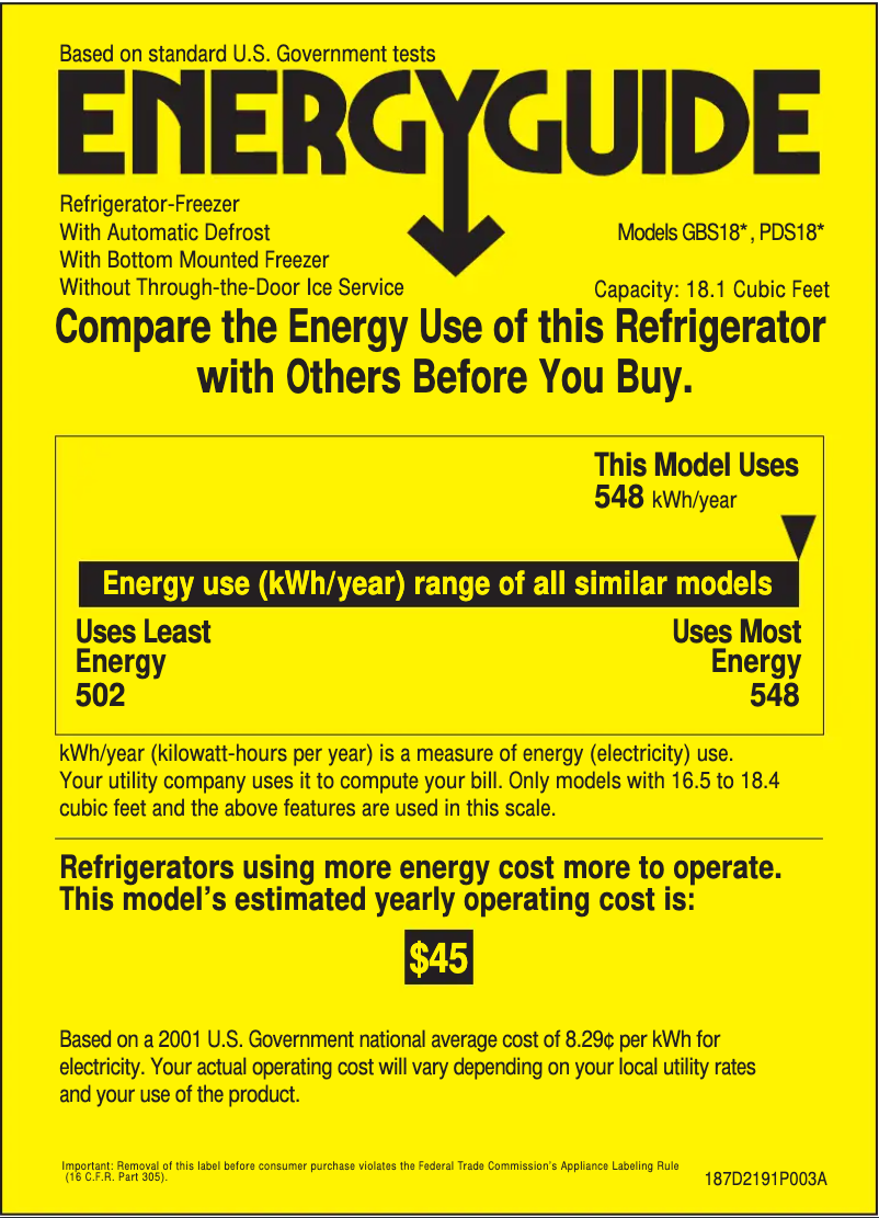 Página nº 1 - Etiqueta energética GE Profile PDS18SBMRBS