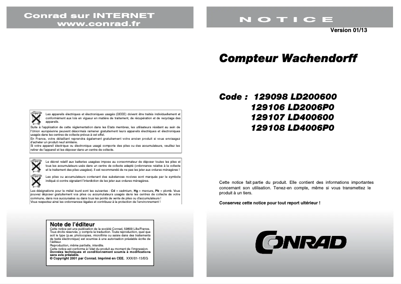 Imagen de la primera página del manual del dispositivo LD200600