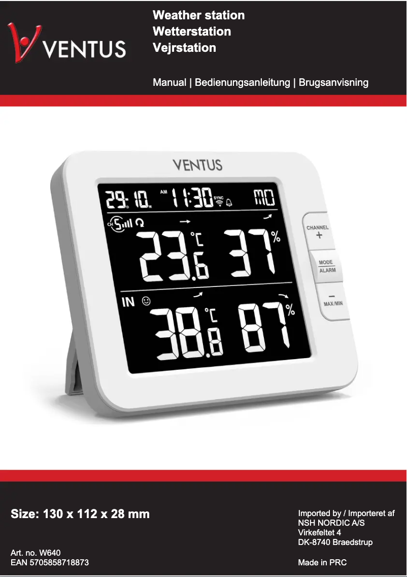 Imagen de la primera página del manual del dispositivo W640