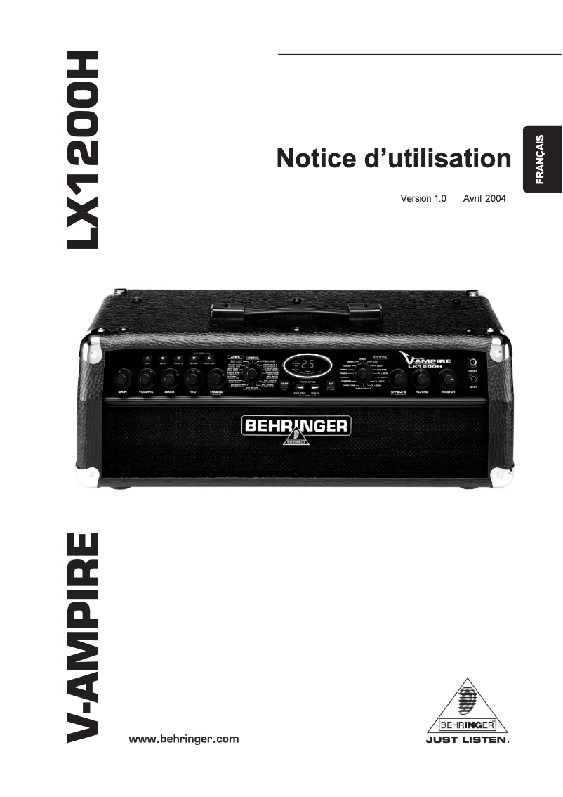 Imagen de la primera página del manual del dispositivo V-Ampire LX1200H